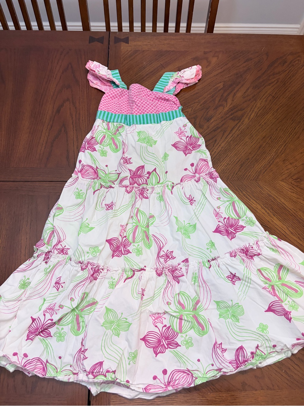 Jelly The Pug Pink & Green Floral Tiered Sundress